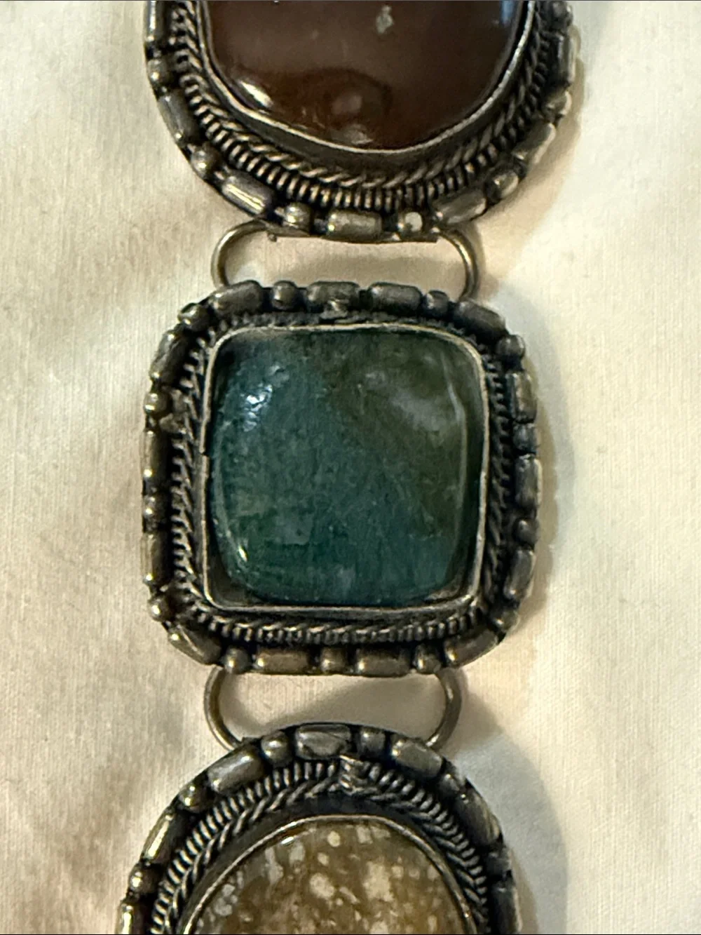 Multistone Boho Bracelet with Green, Brown and Yellow Gemstones